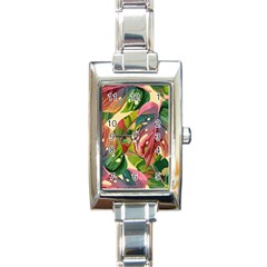 Monstera Colorful Leaves Foliage Rectangle Italian Charm Watch