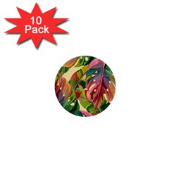 Monstera Colorful Leaves Foliage 1  Mini Buttons (10 Pack) 