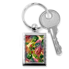 Monstera Colorful Leaves Foliage Key Chain (rectangle) by Maspions