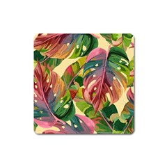 Monstera Colorful Leaves Foliage Square Magnet