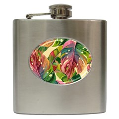 Monstera Colorful Leaves Foliage Hip Flask (6 Oz) by Maspions