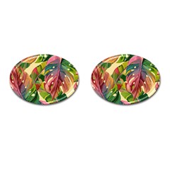 Monstera Colorful Leaves Foliage Cufflinks (oval)