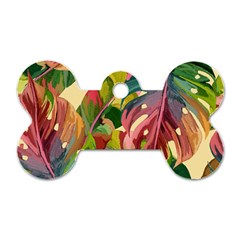 Monstera Colorful Leaves Foliage Dog Tag Bone (one Side)