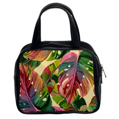 Monstera Colorful Leaves Foliage Classic Handbag (two Sides) by Maspions