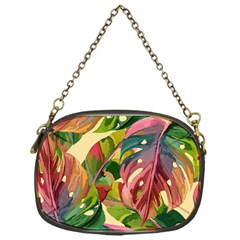 Monstera Colorful Leaves Foliage Chain Purse (one Side)