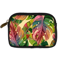 Monstera Colorful Leaves Foliage Digital Camera Leather Case