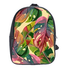 Monstera Colorful Leaves Foliage School Bag (large)