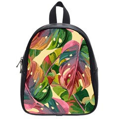 Monstera Colorful Leaves Foliage School Bag (small)