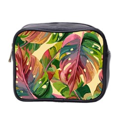 Monstera Colorful Leaves Foliage Mini Toiletries Bag (two Sides)