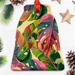 Monstera Colorful Leaves Foliage Bell Ornament (two Sides)