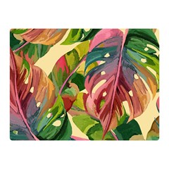 Monstera Colorful Leaves Foliage Two Sides Premium Plush Fleece Blanket (mini)