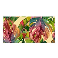 Monstera Colorful Leaves Foliage Satin Wrap 35  X 70 