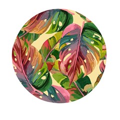 Monstera Colorful Leaves Foliage Mini Round Pill Box by Maspions