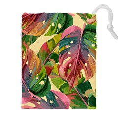 Monstera Colorful Leaves Foliage Drawstring Pouch (5xl)