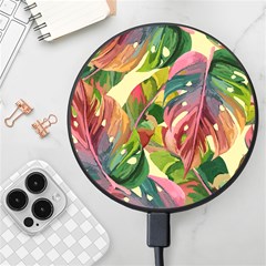 Monstera Colorful Leaves Foliage Wireless Fast Charger(black)