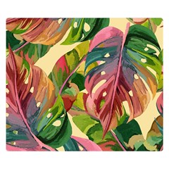 Monstera Colorful Leaves Foliage Premium Plush Fleece Blanket (small)