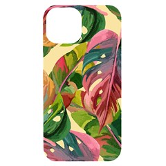 Monstera Colorful Leaves Foliage Iphone 14 Black Uv Print Case by Maspions