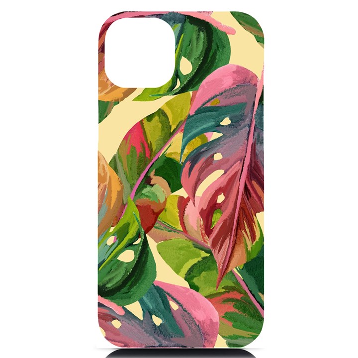 Monstera Colorful Leaves Foliage iPhone 14 Plus Black UV Print Case