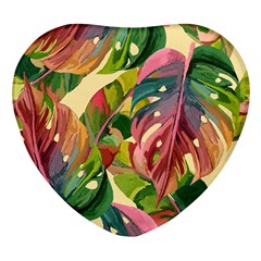 Monstera Colorful Leaves Foliage Heart Glass Fridge Magnet (4 Pack) by Maspions