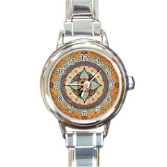 Mandala Floral Decorative Flower Round Italian Charm Watch