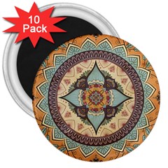 Mandala Floral Decorative Flower 3  Magnets (10 Pack) 