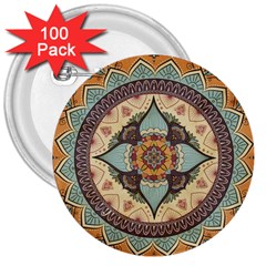 Mandala Floral Decorative Flower 3  Buttons (100 Pack) 