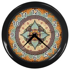 Mandala Floral Decorative Flower Wall Clock (black) by Maspions