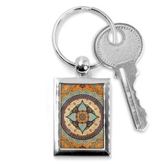 Mandala Floral Decorative Flower Key Chain (rectangle)