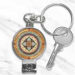 Mandala Floral Decorative Flower Nail Clippers Key Chain