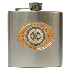 Mandala Floral Decorative Flower Hip Flask (6 Oz) by Maspions