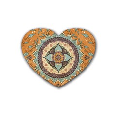 Mandala Floral Decorative Flower Rubber Coaster (heart) by Maspions