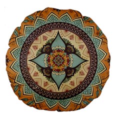 Mandala Floral Decorative Flower Large 18  Premium Round Cushions