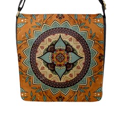 Mandala Floral Decorative Flower Flap Closure Messenger Bag (l)