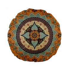 Mandala Floral Decorative Flower Standard 15  Premium Flano Round Cushions