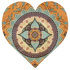 Mandala Floral Decorative Flower Wooden Puzzle Heart by Maspions