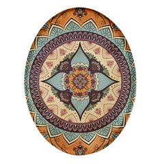 Mandala Floral Decorative Flower Oval Glass Fridge Magnet (4 Pack) by Maspions