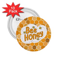 Bee Honey Honeycomb Hexagon 2 25  Buttons (10 Pack) 