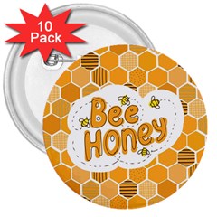 Bee Honey Honeycomb Hexagon 3  Buttons (10 Pack)  by Maspions