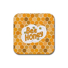 Bee Honey Honeycomb Hexagon Rubber Coaster (square) by Maspions