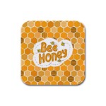 Bee Honey Honeycomb Hexagon Rubber Square Coaster (4 pack) Front