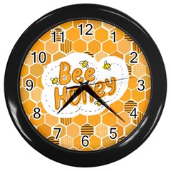 Bee Honey Honeycomb Hexagon Wall Clock (black)