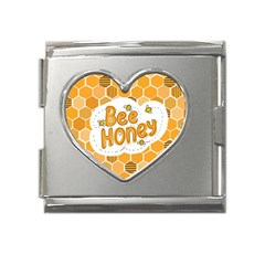 Bee Honey Honeycomb Hexagon Mega Link Heart Italian Charm (18mm) by Maspions