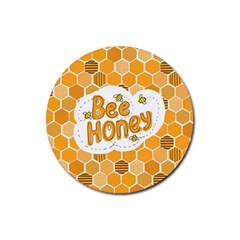 Bee Honey Honeycomb Hexagon Rubber Round Coaster (4 Pack)