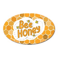 Bee Honey Honeycomb Hexagon Oval Magnet by Maspions