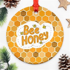 Bee Honey Honeycomb Hexagon Round Ornament (two Sides)