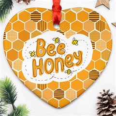 Bee Honey Honeycomb Hexagon Heart Ornament (two Sides) by Maspions