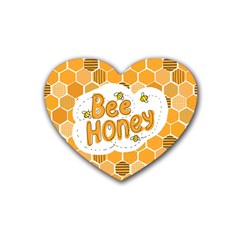 Bee Honey Honeycomb Hexagon Rubber Coaster (heart) by Maspions