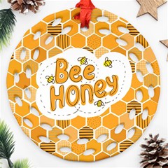 Bee Honey Honeycomb Hexagon Ornament (round Filigree) by Maspions