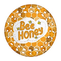 Bee Honey Honeycomb Hexagon Round Filigree Ornament (two Sides) by Maspions