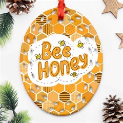 Bee Honey Honeycomb Hexagon Oval Filigree Ornament (two Sides)